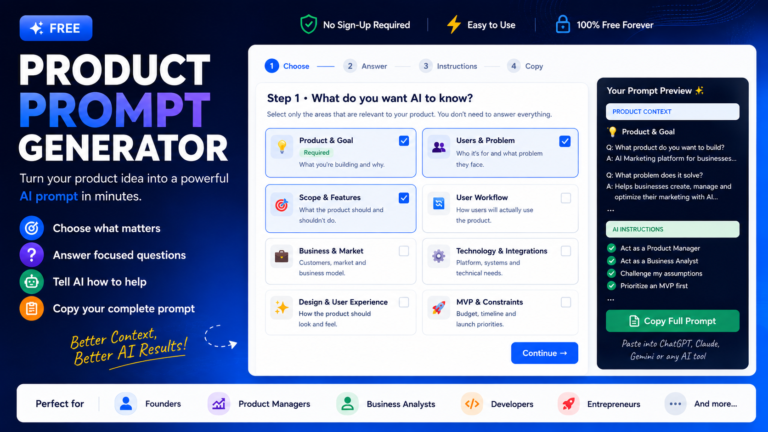 free static product prompt generator