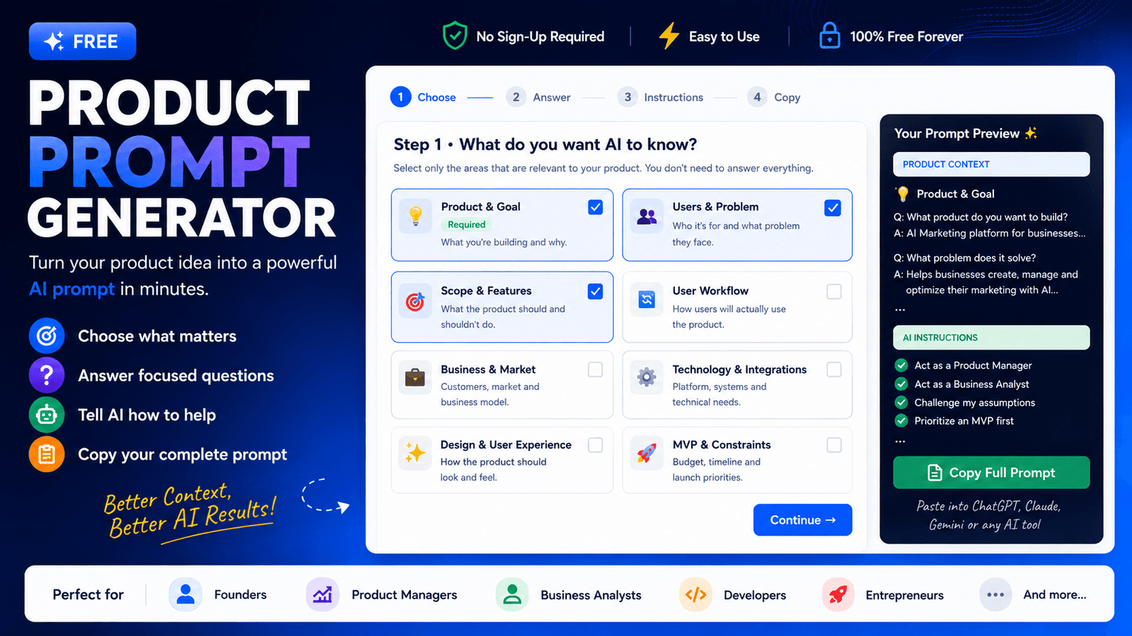 free static product prompt generator